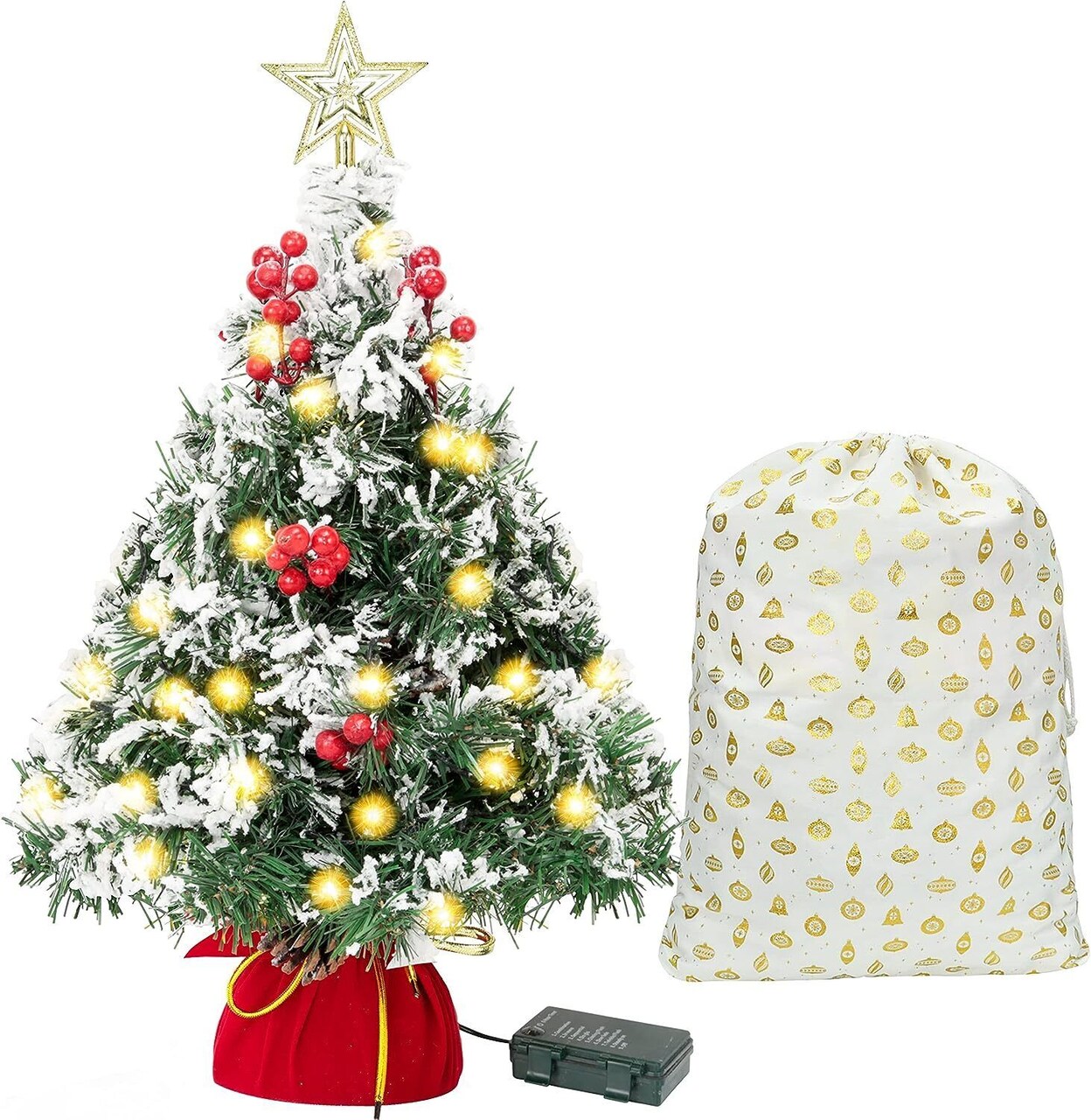 24 Inches Mini Tabletop Christmas Tree with LED Lights